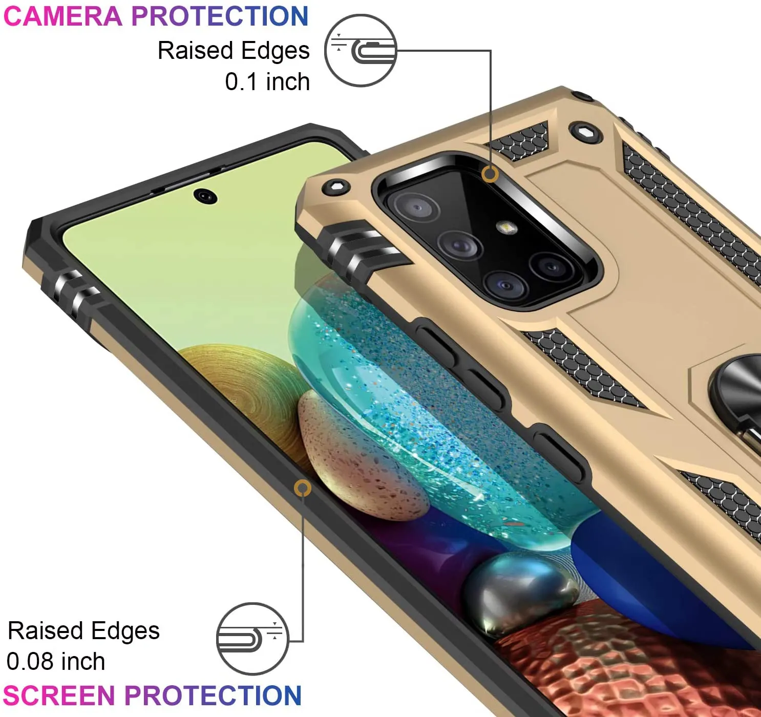 Galaxy A71 Case Military Grade Magnetic Ring Kickstand Case