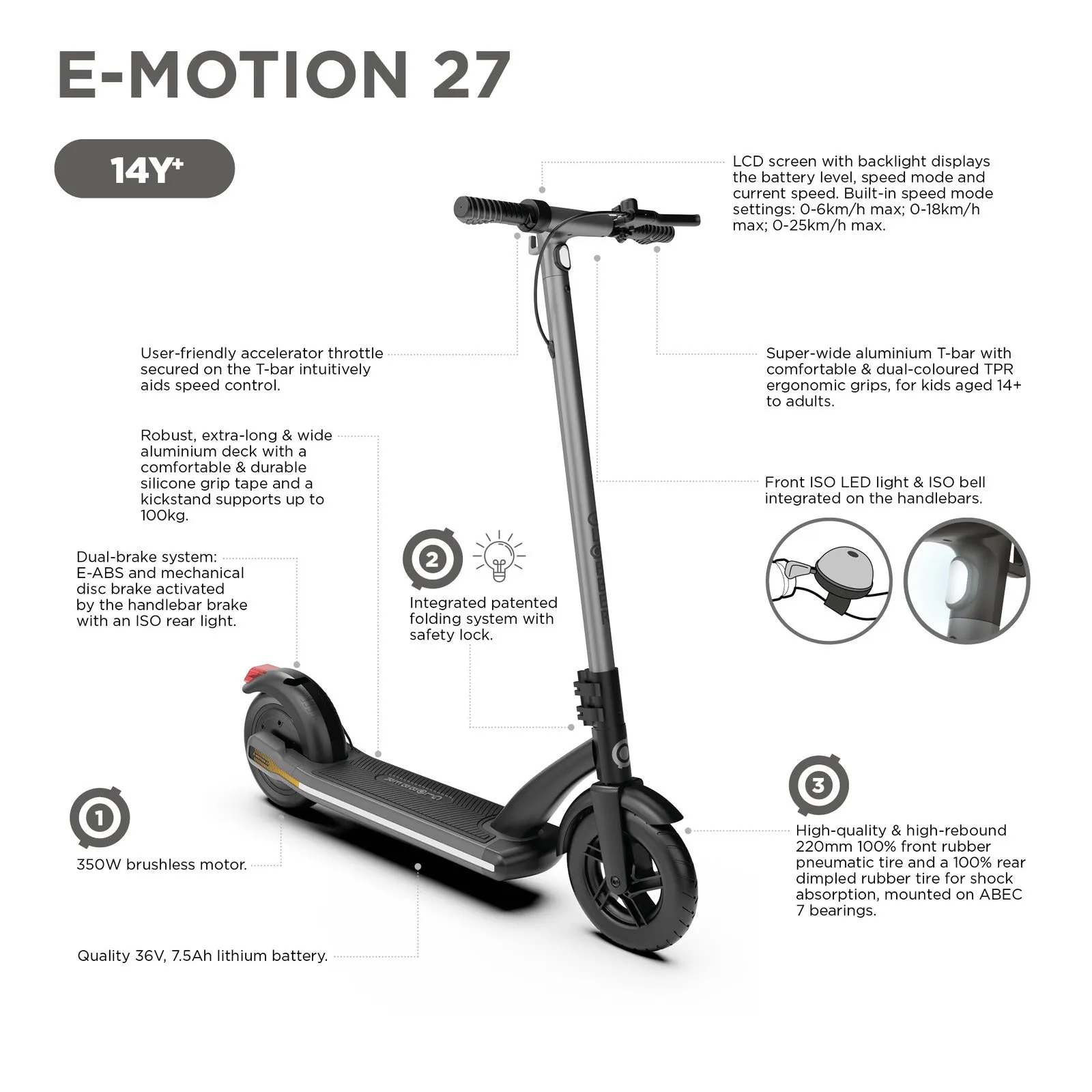 Globber E-motion 27 Teens Electric Scooter