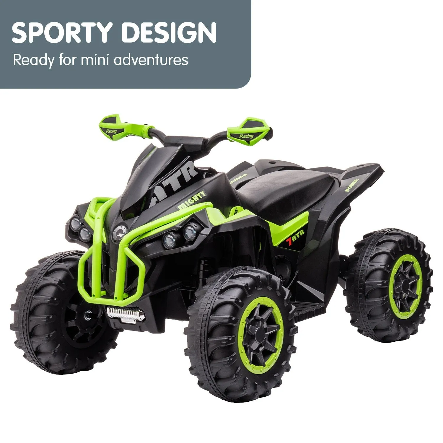 Green LED Electric Ride On Quad Bike with MP3, AUX - Kahuna