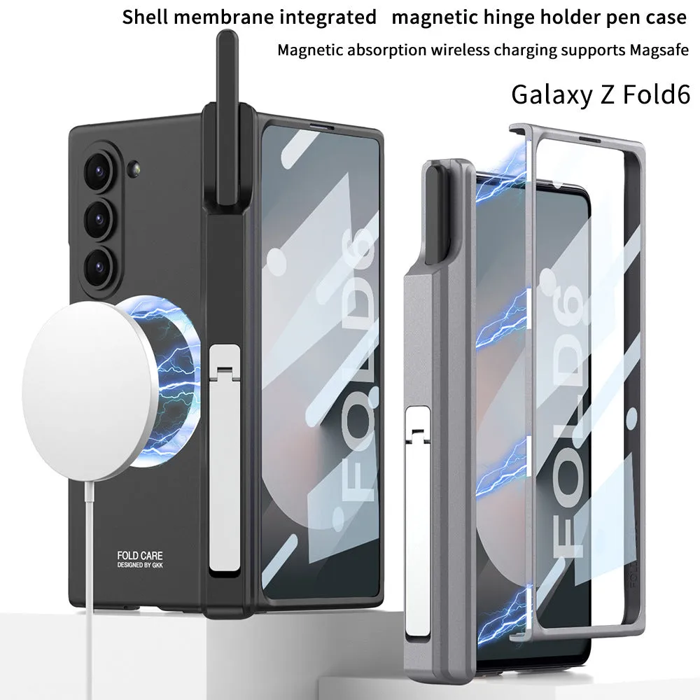 Hinge Magnetic Ring Phone Case Folding Bracket Pen Slot For Samsung Galaxy Z Fold6