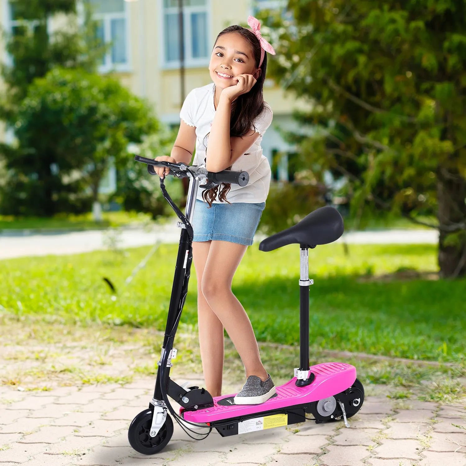 HOMCOM Kids Electric Ride On eScooter Motorbike 120w 2 x 12V - Pink