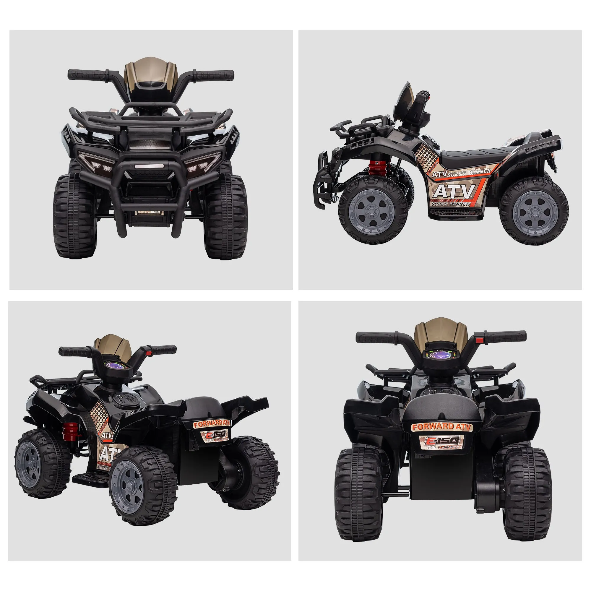 HOMCOM Kids Ride On Car Four Wheeler Quad Bike 6v - Black