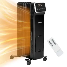 Hykolity 1500W Oil Filled Radiator Heater with Remote Control, Electric Space Heater with 3 Heating Modes & 24H Timer, Adjustable Thermostat, Overheat & Tip-Over Protection for Home, Indoor Use, Black