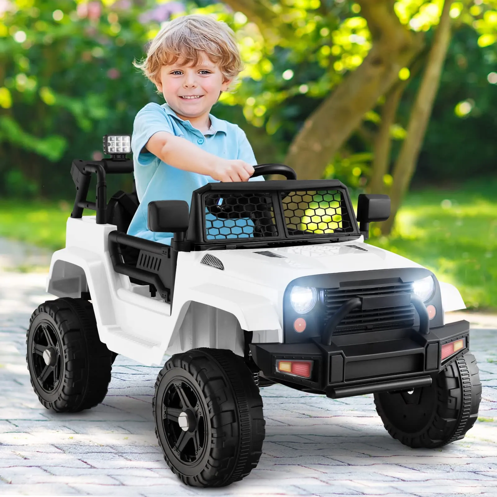 INFANS Kids Ride on Truck, 12V Electric Vehicle Jeep Car with Remote Control, Toddlers Battery Powered Toy with 2 Speeds