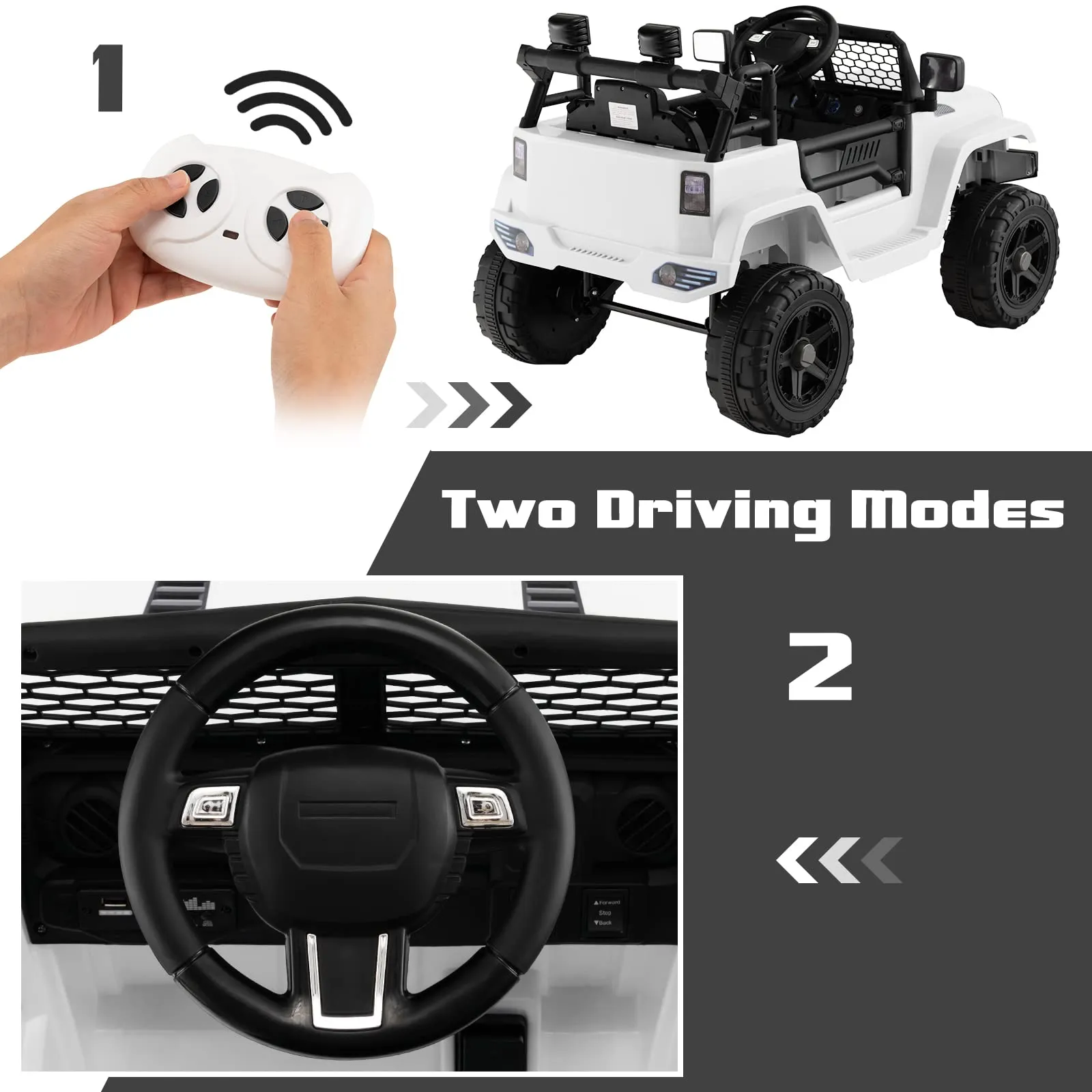 INFANS Kids Ride on Truck, 12V Electric Vehicle Jeep Car with Remote Control, Toddlers Battery Powered Toy with 2 Speeds