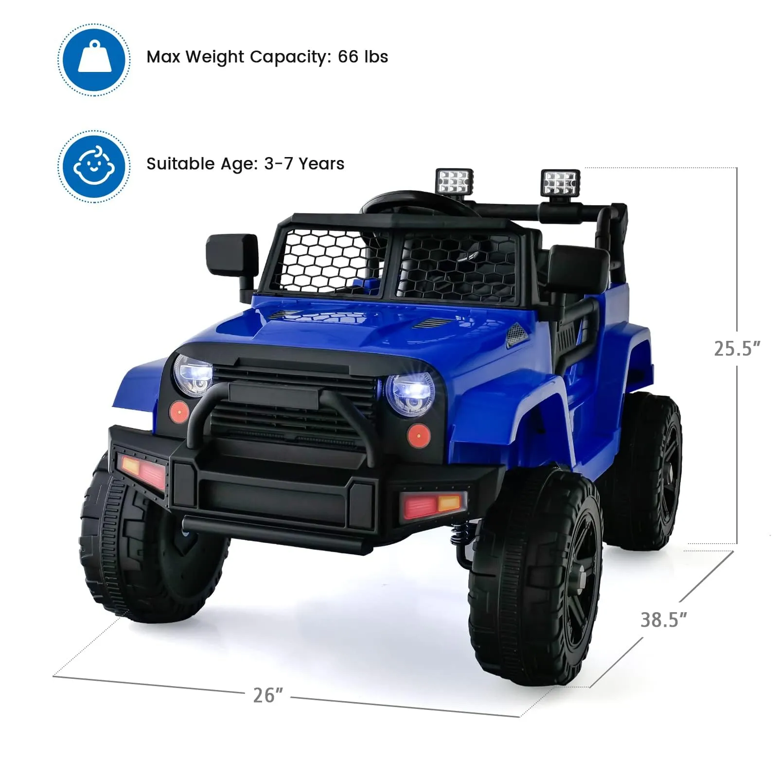 INFANS Kids Ride on Truck, 12V Electric Vehicle Jeep Car with Remote Control, Toddlers Battery Powered Toy with 2 Speeds