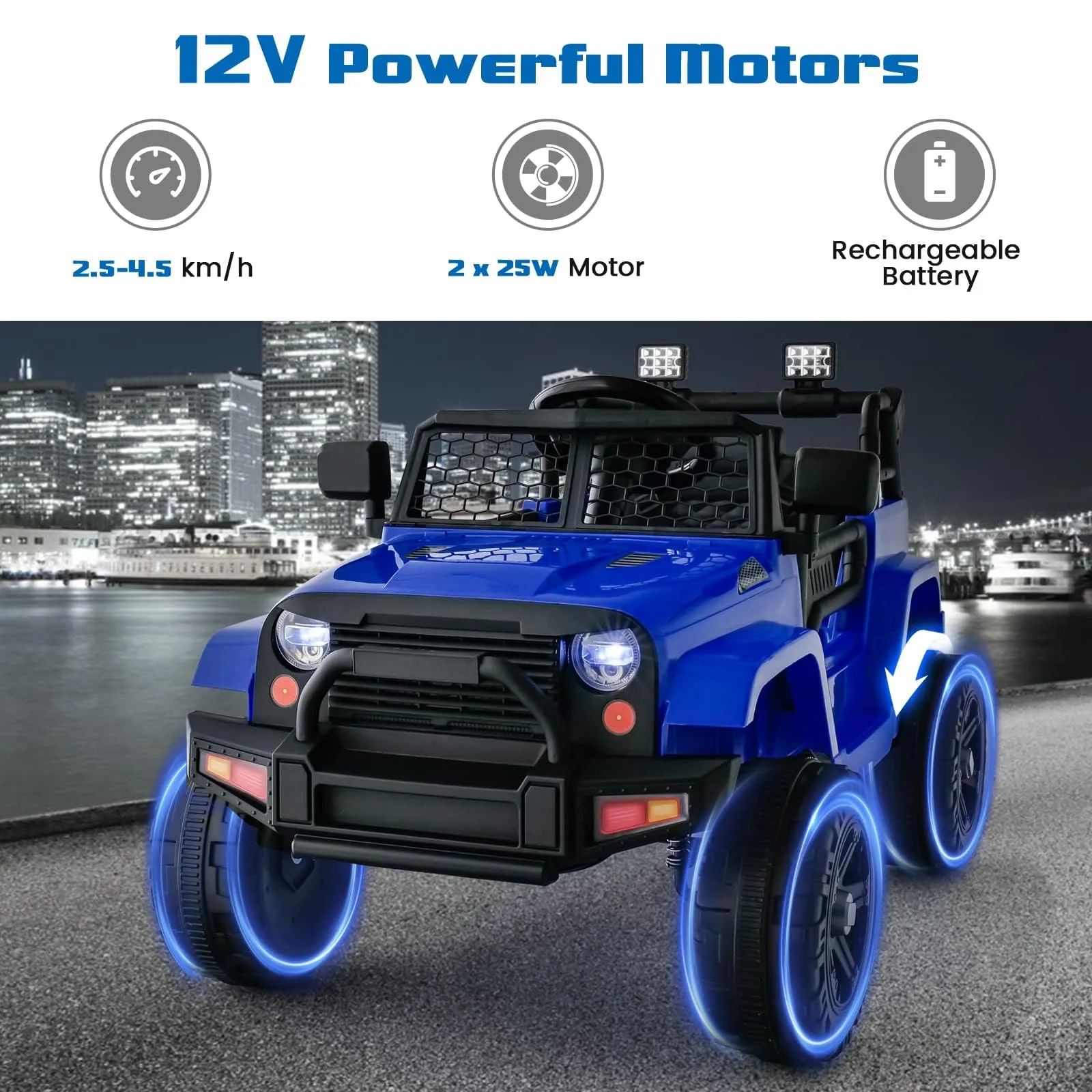 INFANS Kids Ride on Truck, 12V Electric Vehicle Jeep Car with Remote Control, Toddlers Battery Powered Toy with 2 Speeds