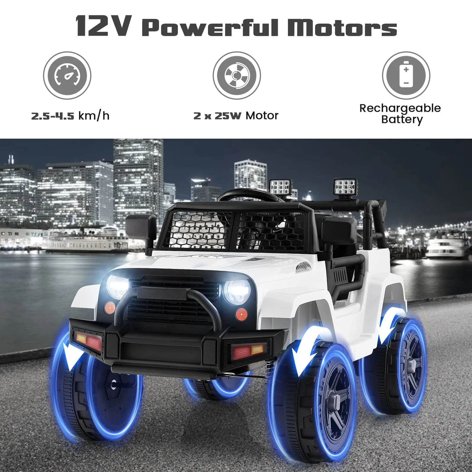 INFANS Kids Ride on Truck, 12V Electric Vehicle Jeep Car with Remote Control, Toddlers Battery Powered Toy with 2 Speeds