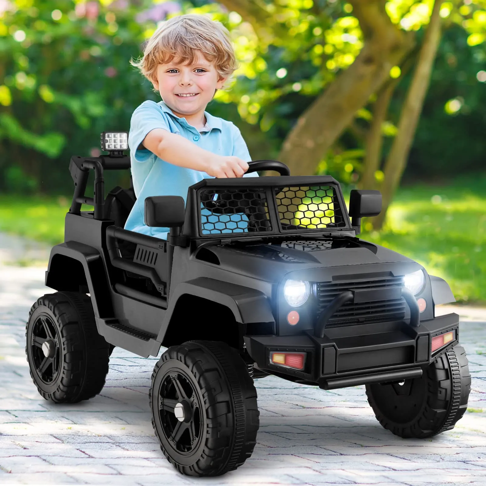 INFANS Kids Ride on Truck, 12V Electric Vehicle Jeep Car with Remote Control, Toddlers Battery Powered Toy with 2 Speeds