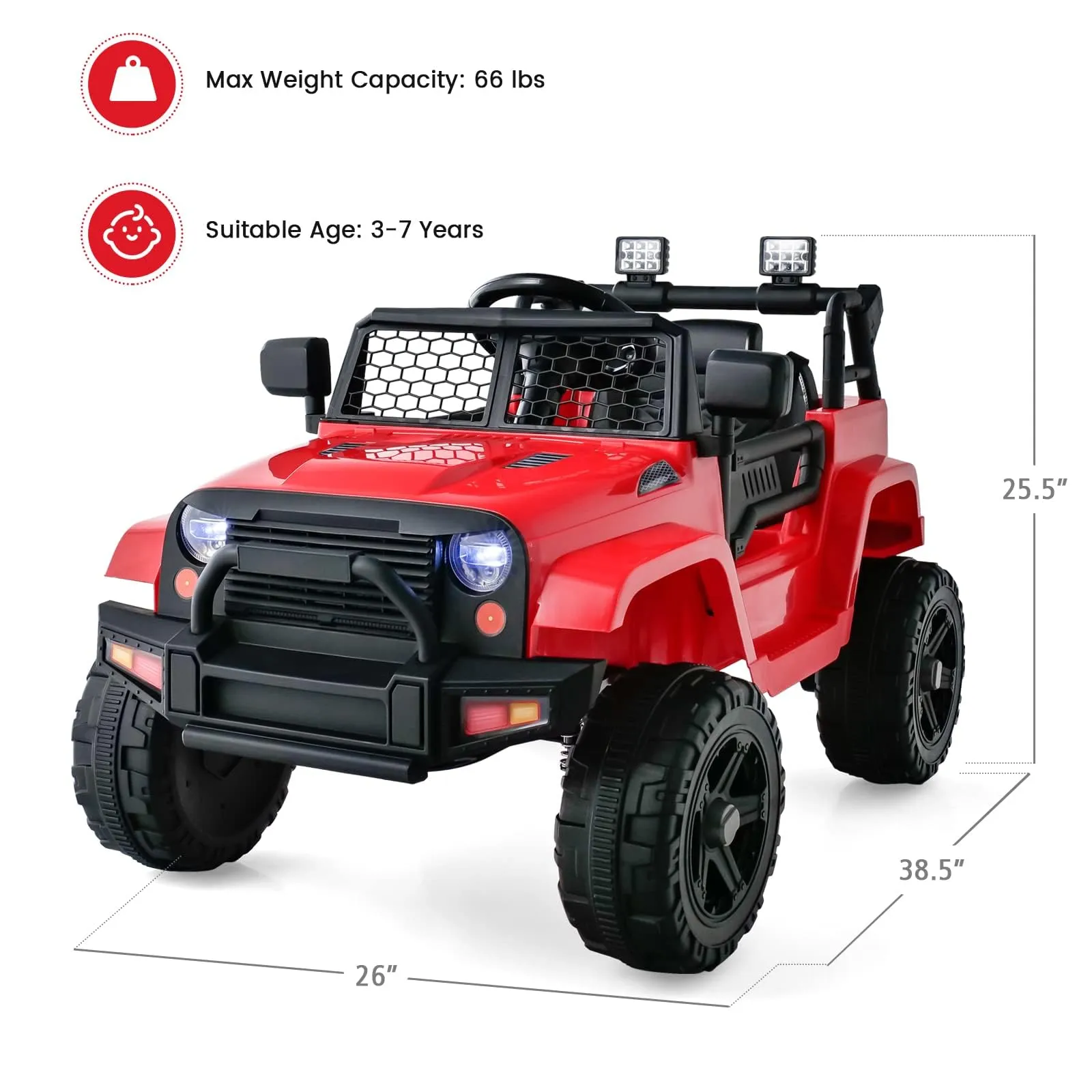 INFANS Kids Ride on Truck, 12V Electric Vehicle Jeep Car with Remote Control, Toddlers Battery Powered Toy with 2 Speeds