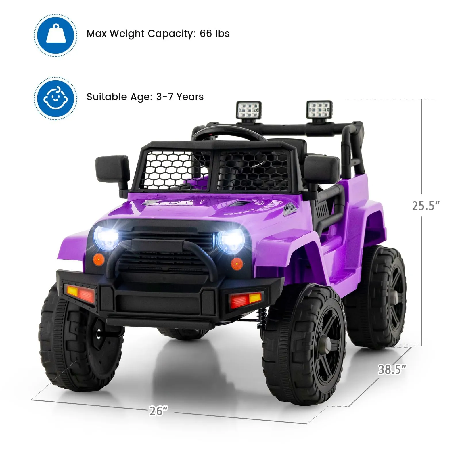 INFANS Kids Ride on Truck, 12V Electric Vehicle Jeep Car with Remote Control, Toddlers Battery Powered Toy with 2 Speeds