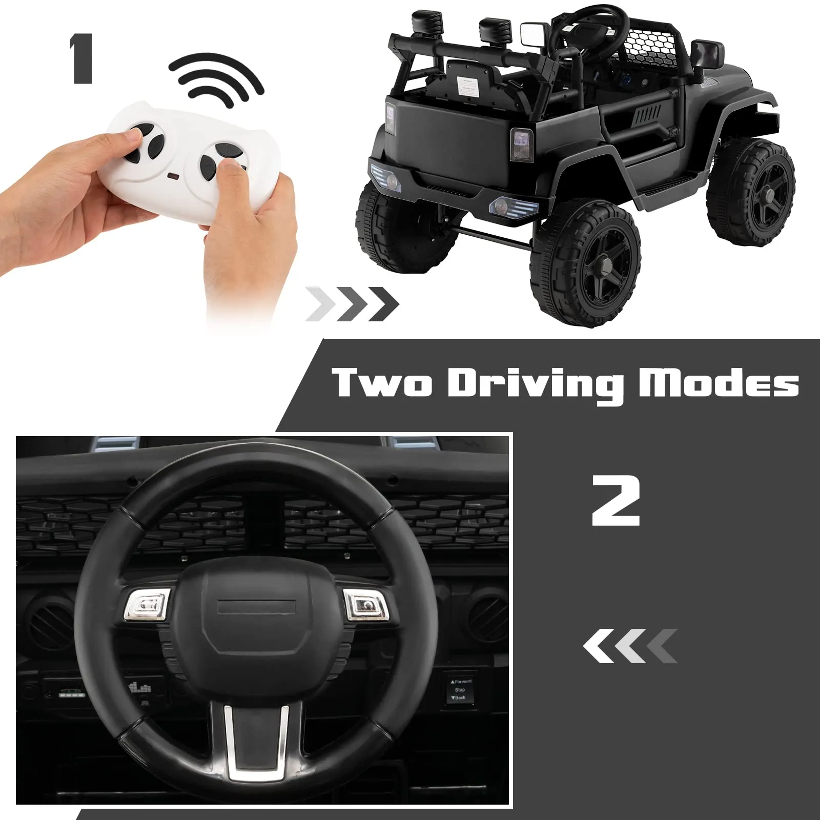 INFANS Kids Ride on Truck, 12V Electric Vehicle Jeep Car with Remote Control, Toddlers Battery Powered Toy with 2 Speeds