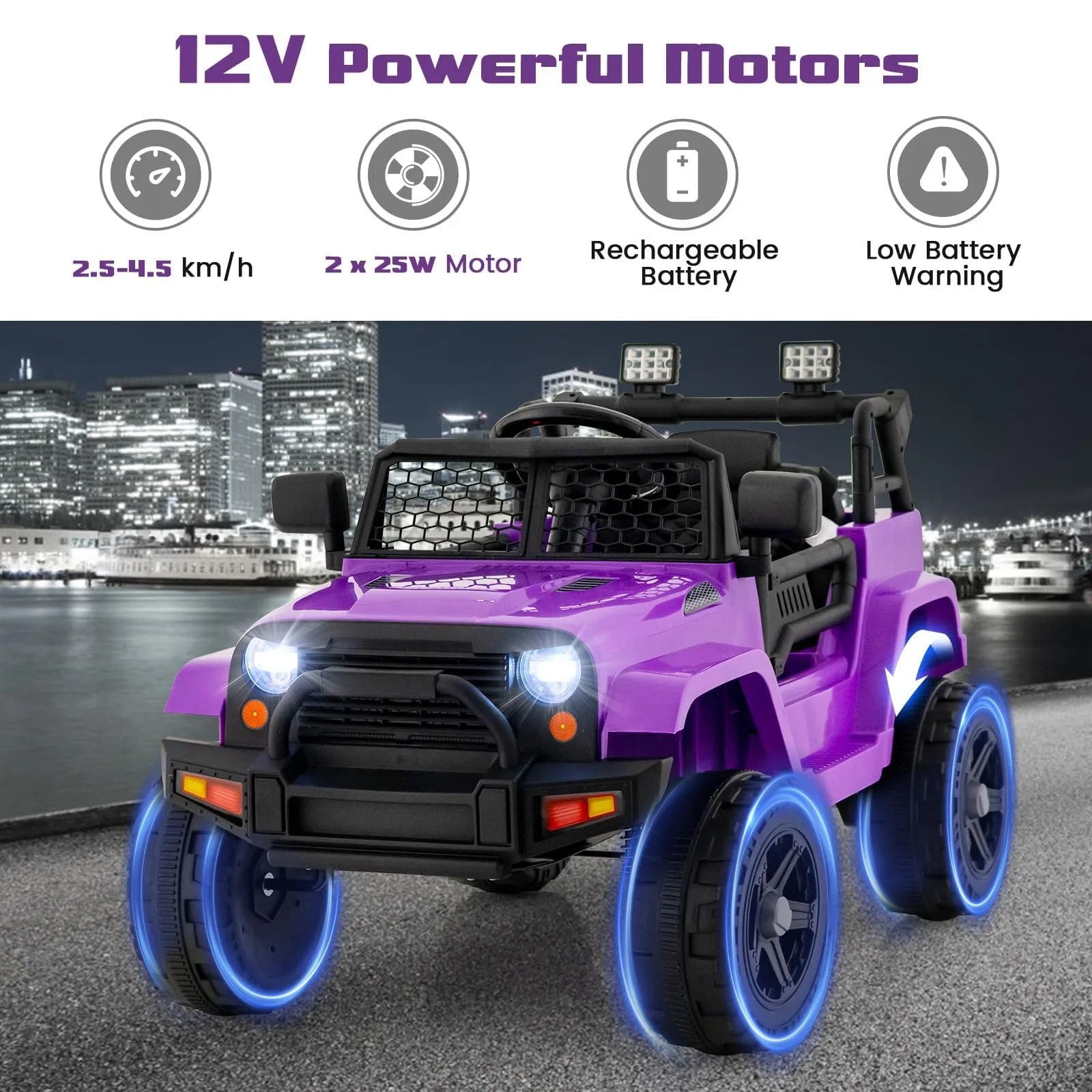 INFANS Kids Ride on Truck, 12V Electric Vehicle Jeep Car with Remote Control, Toddlers Battery Powered Toy with 2 Speeds