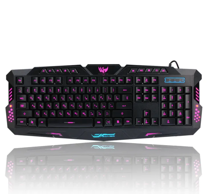 J10 tricolor backlight wired gaming keyboard set colorful luminous