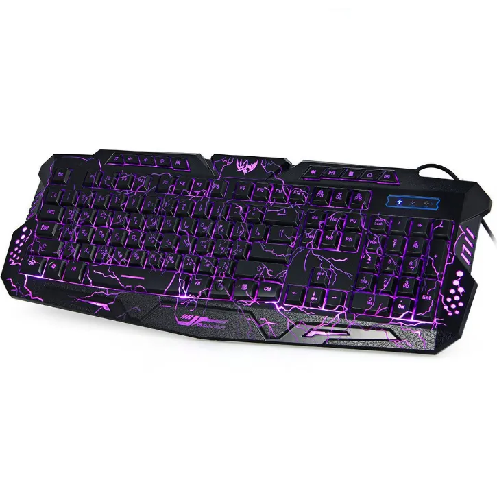 J10 tricolor backlight wired gaming keyboard set colorful luminous