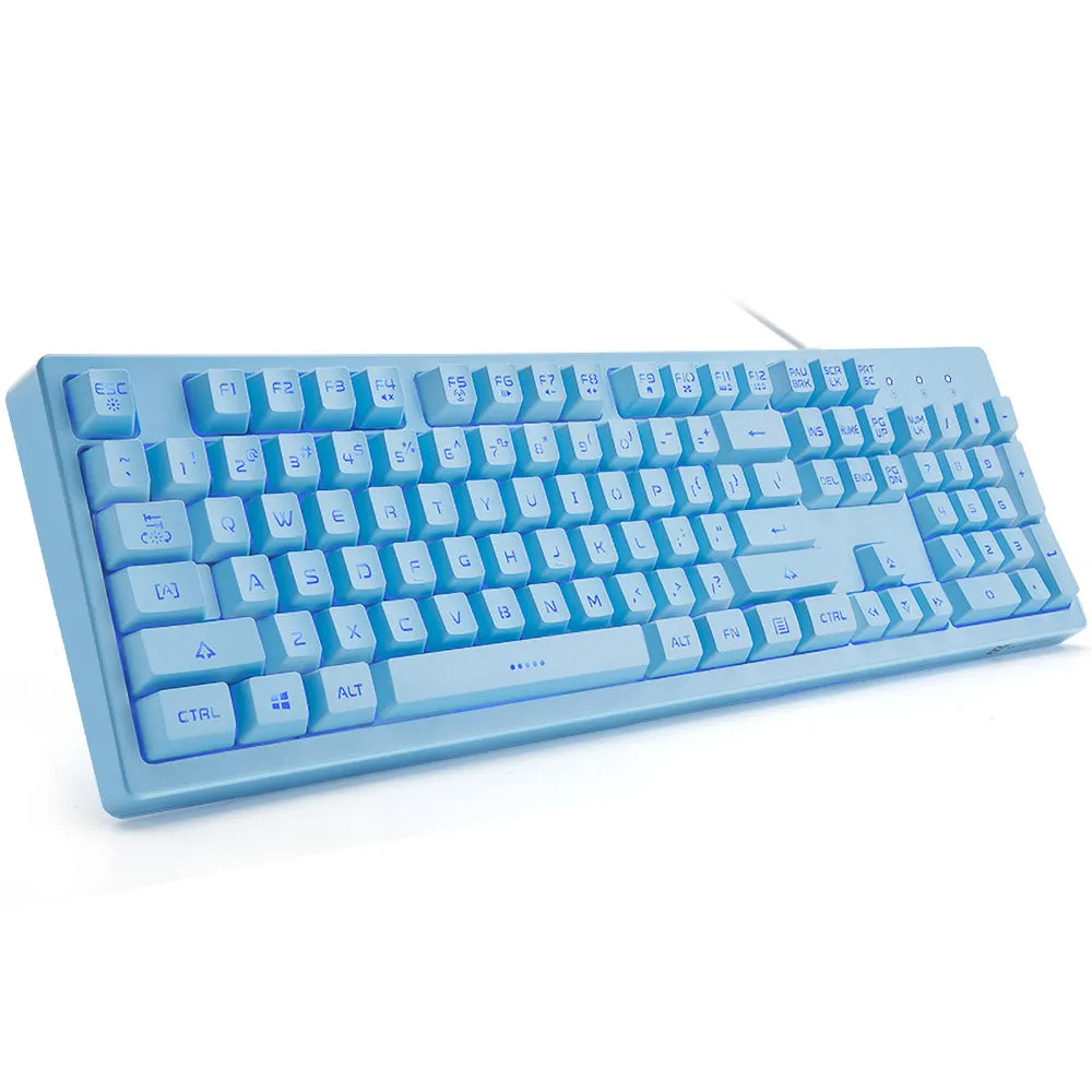 K60-Series 104-Key Full Sized Wired Membrane Keyboard with 3 Color Options and  7-Color Illuminated Backlit