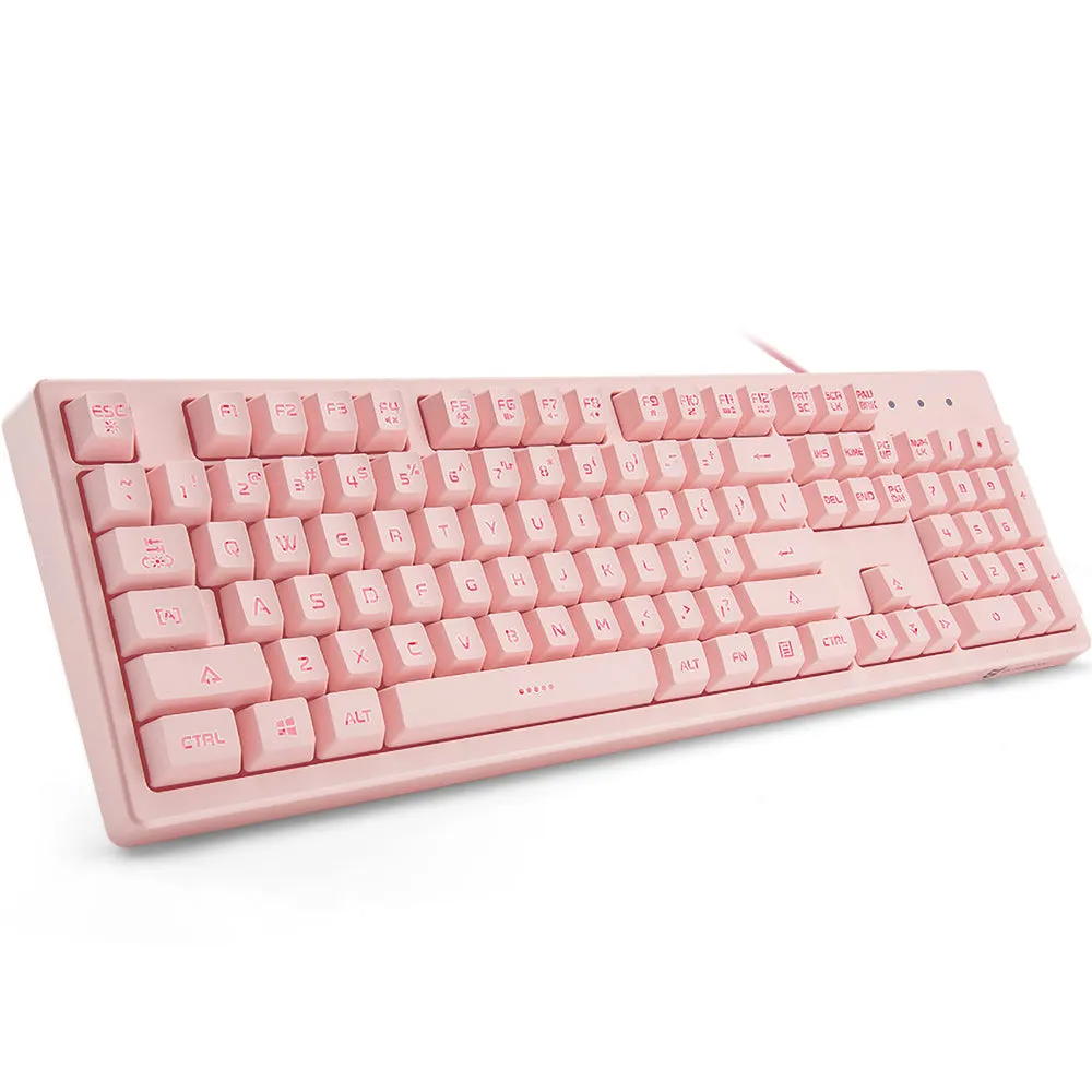 K60-Series 104-Key Full Sized Wired Membrane Keyboard with 3 Color Options and  7-Color Illuminated Backlit