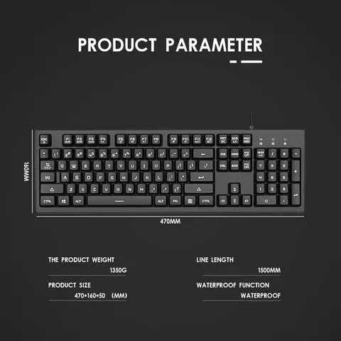 K60-Series 104-Key Full Sized Wired Membrane Keyboard with 3 Color Options and  7-Color Illuminated Backlit