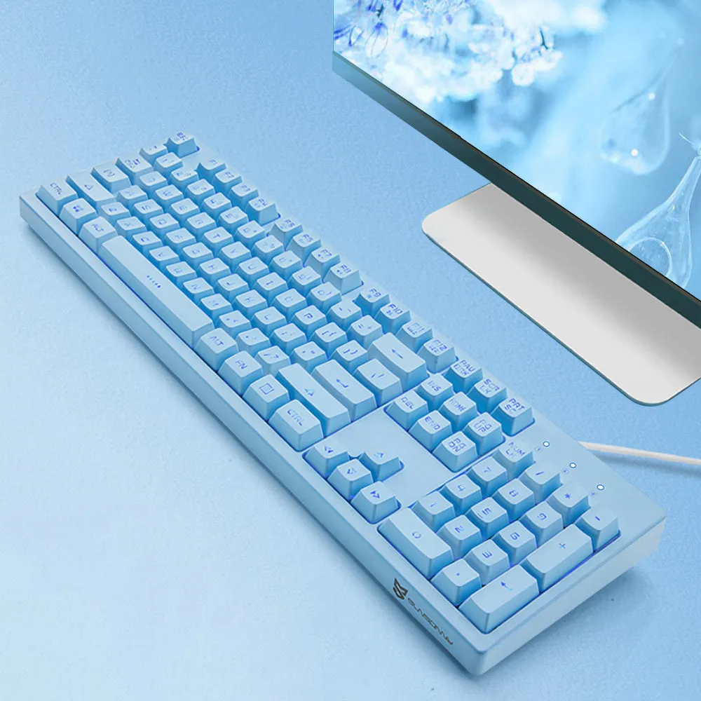 K60-Series 104-Key Full Sized Wired Membrane Keyboard with 3 Color Options and  7-Color Illuminated Backlit