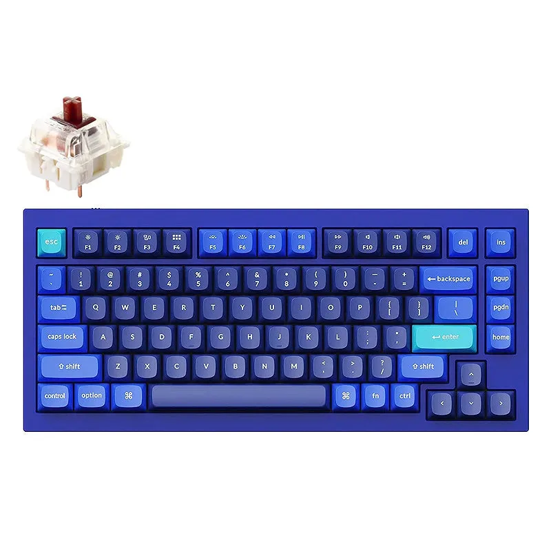 Keychron Q1 QMK 84 Keys Compact Wired Tenkeyless Mechanical Keyboard with Hot-Swappable, RGB Backlight (Navy Blue) (Red Linear, Blue Clicky, Brown Tactile) | Q1J1 Q1J2 Q1J3