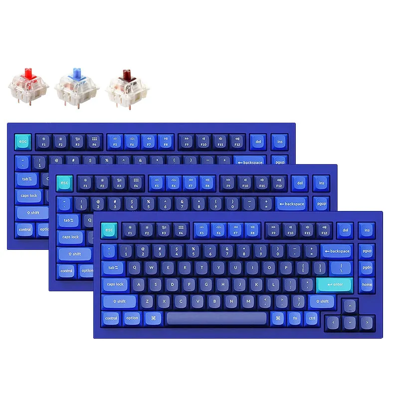 Keychron Q1 QMK 84 Keys Compact Wired Tenkeyless Mechanical Keyboard with Hot-Swappable, RGB Backlight (Navy Blue) (Red Linear, Blue Clicky, Brown Tactile) | Q1J1 Q1J2 Q1J3