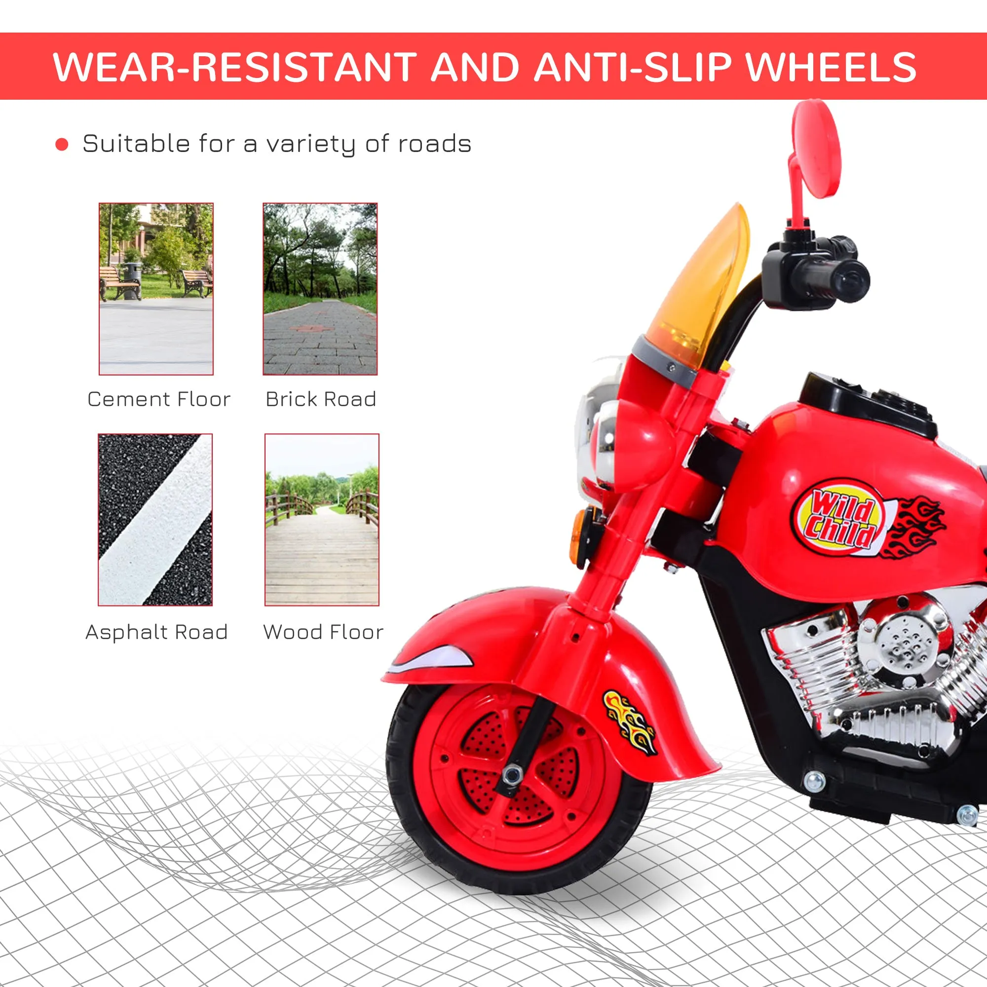 Kids Electric Ride On Motorbike Chopper 6V - Red