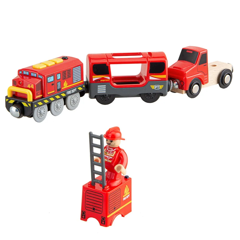 Kids Electric Train Toys Set Train Diecast Slot Toy Fit for Standard Wooden Train Track Railway