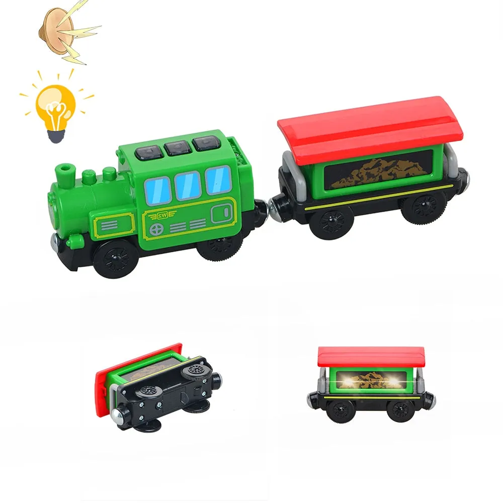 Kids Electric Train Toys Set Train Diecast Slot Toy Fit for Standard Wooden Train Track Railway