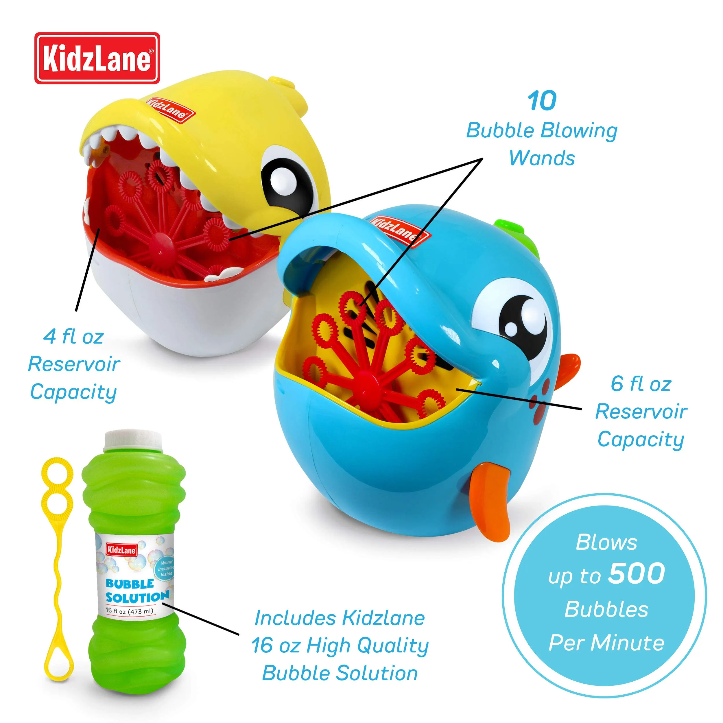 Kidzlane Shark & Dolphin Bubble Machine (2 Pack)  Bubble Machine for Toddlers and Kids