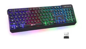 KLIM Chroma Rechargeable Wireless Gaming Keyboard   Quiet, Waterproof, Silent Backlit Keys (2021 Version - Like New/Open Box) - Ships Quick!