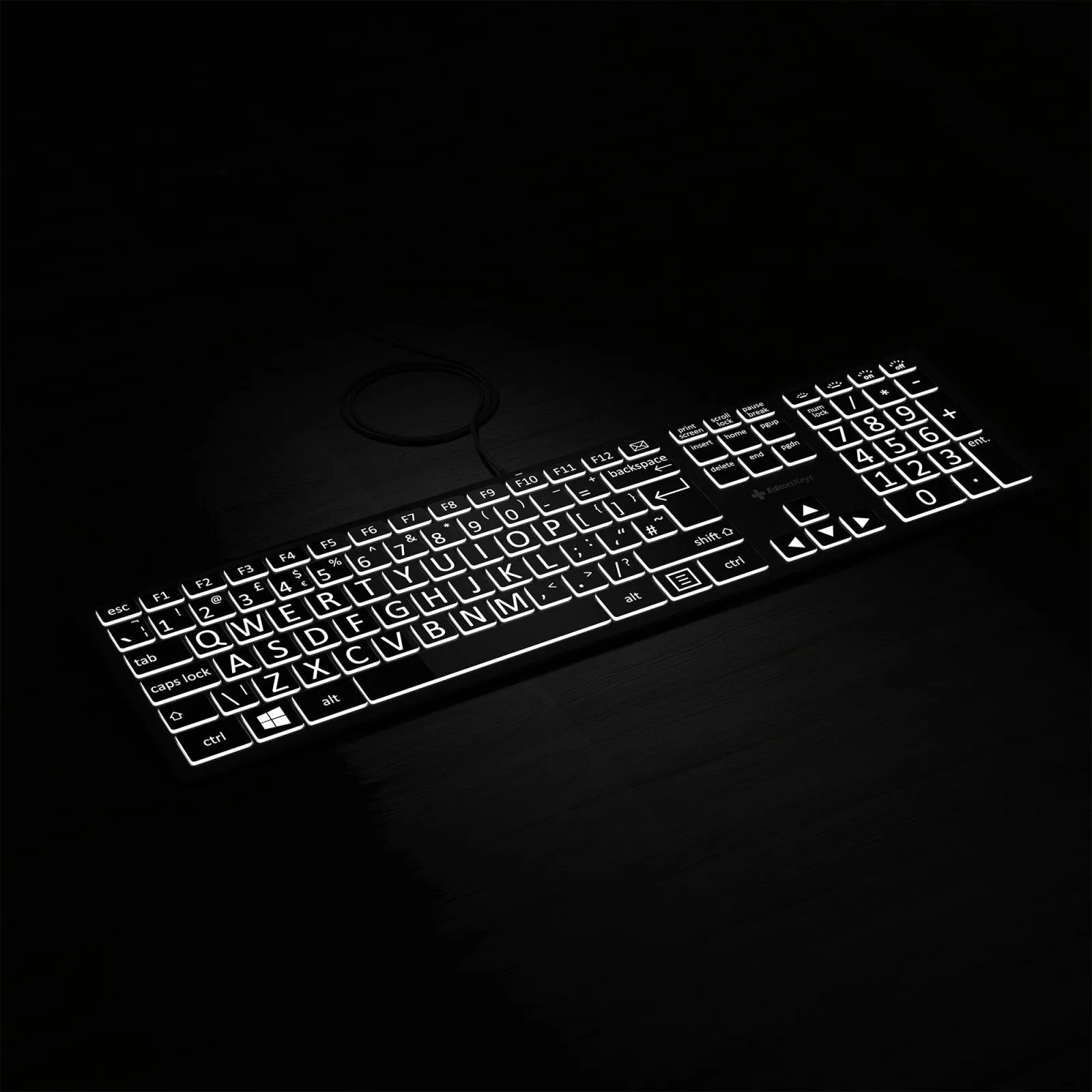 Large Print Backlit Keyboard Black and White Version