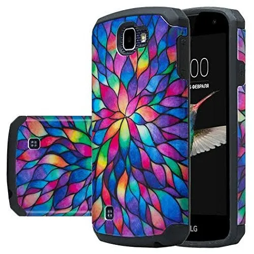 LG Optimus Zone 3 Case | LG K4 Case | LG Spree Case | LG Rebel Case, Slim Hybrid DualLayer[Shock Resistant] Case - Rainbow Flower