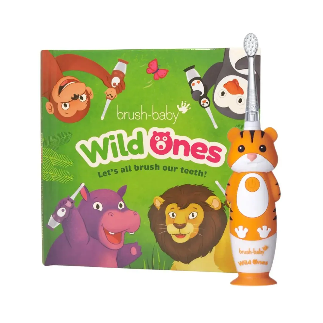 LIMITED EDITION: WildOnes™ Tiger Rechargeable Kids Toothbrush   Book Gift Set