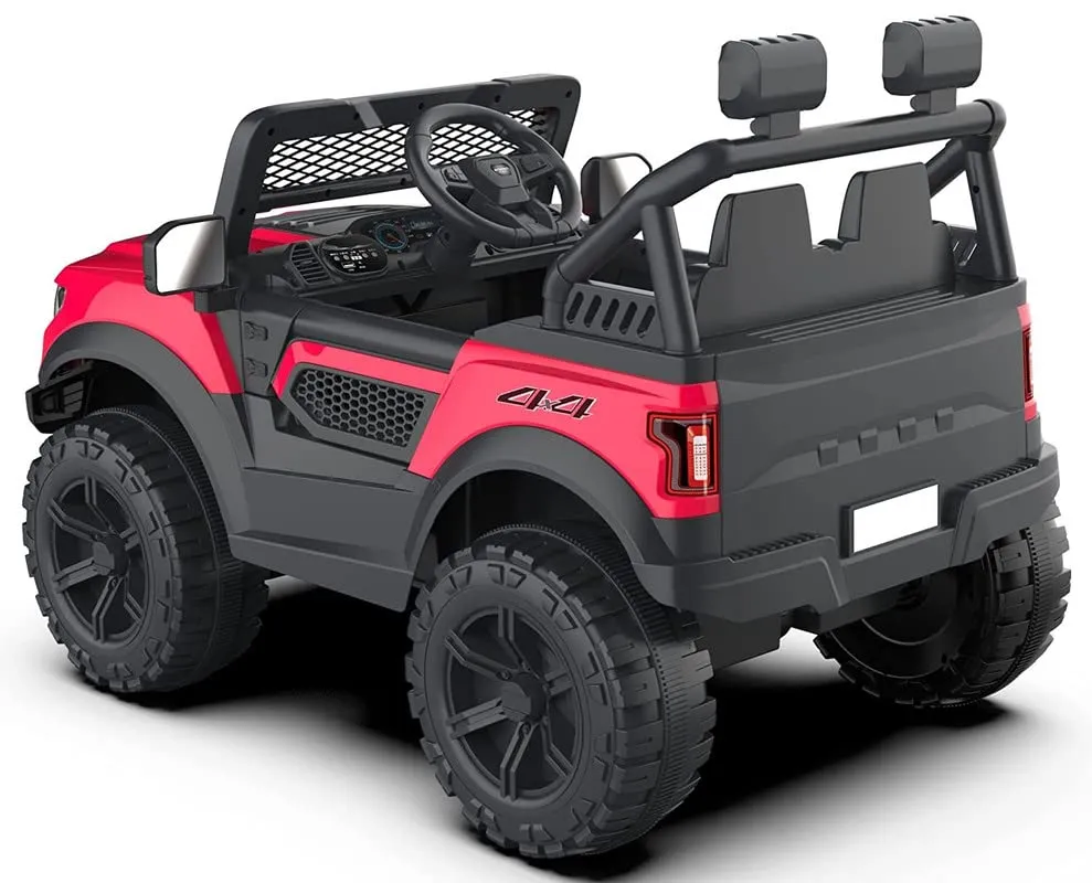 LITTLE PUP Kids Speed-888 Ride-On 12V 7ah Rechargeable Battery Operated Solid Designed Jeep for 1 to 7 Year Kids| Boys| Girls| Children - Red