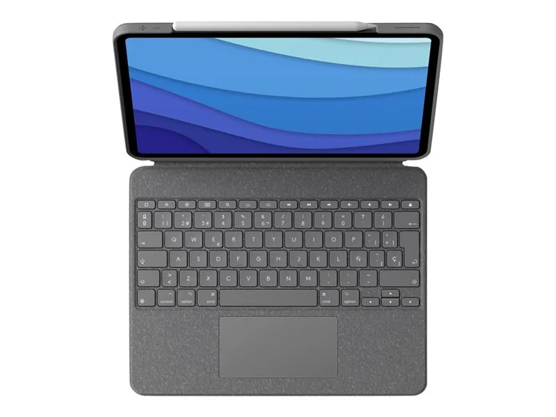 Logitech Combo Touch Keyboard And Folio Case With Trackpad Backlit Apple Smart Connector Qwerty Uk Oxford Grey For Apple 10.9-Inch Ipad Air (4Th Generation, 5Th Generation).