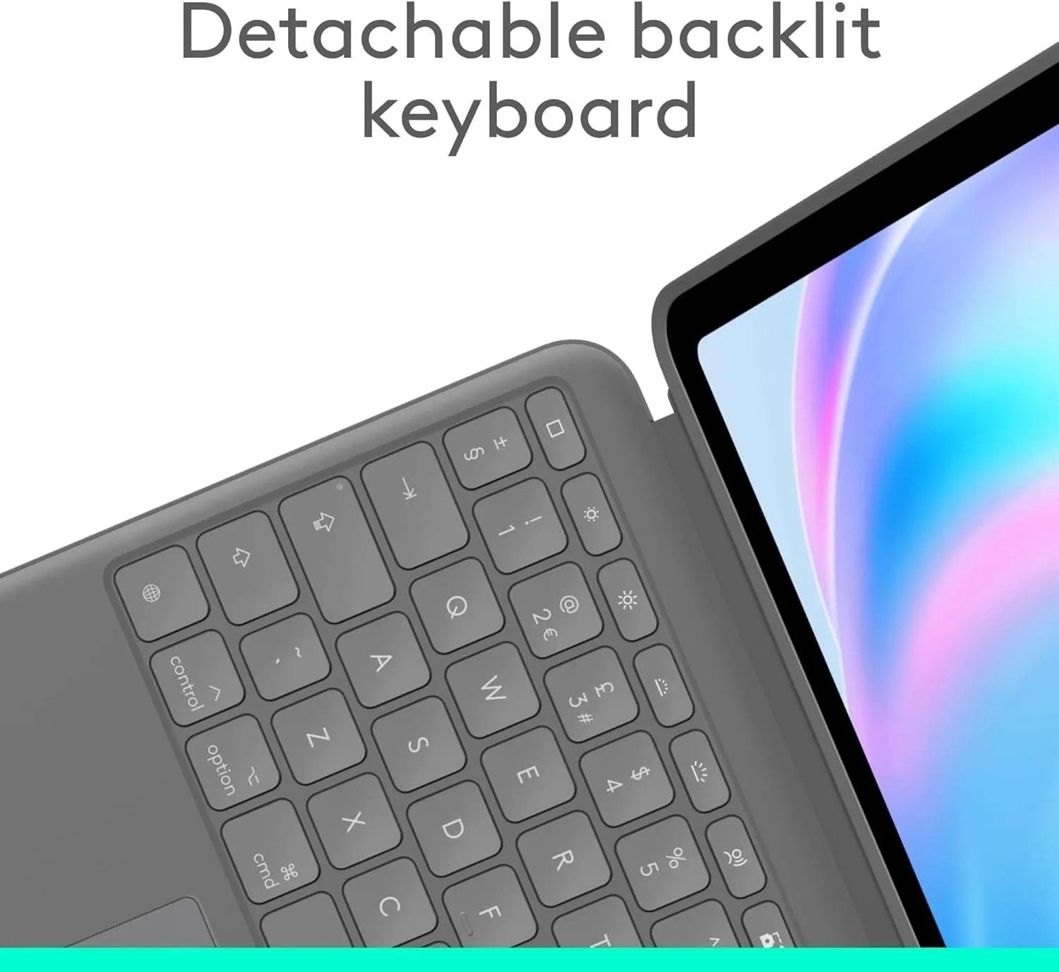 Logitech Combo Touch Keyboard Case for iPad Air 13" (M2, 2024) - Detachable Backlit Keyboard, Kickstand, QWERTY UK Layout - Grey