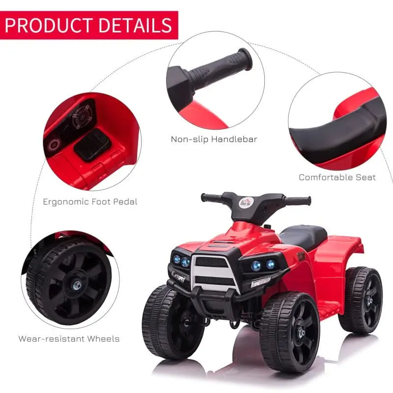 Maplin Plus 6V Kids Electric Ride On ATV Toy Quad Bike with Headlights for 18-36 Months