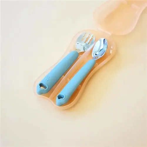 Minito & Co. Silicone & Stainless Steel kids Utensils with Case