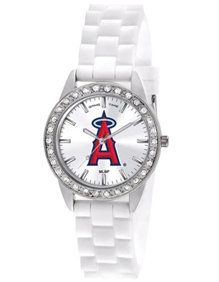 MLB Womens Los Angeles Angels Frost Watch - Crystal Bezel - Silicone Strap