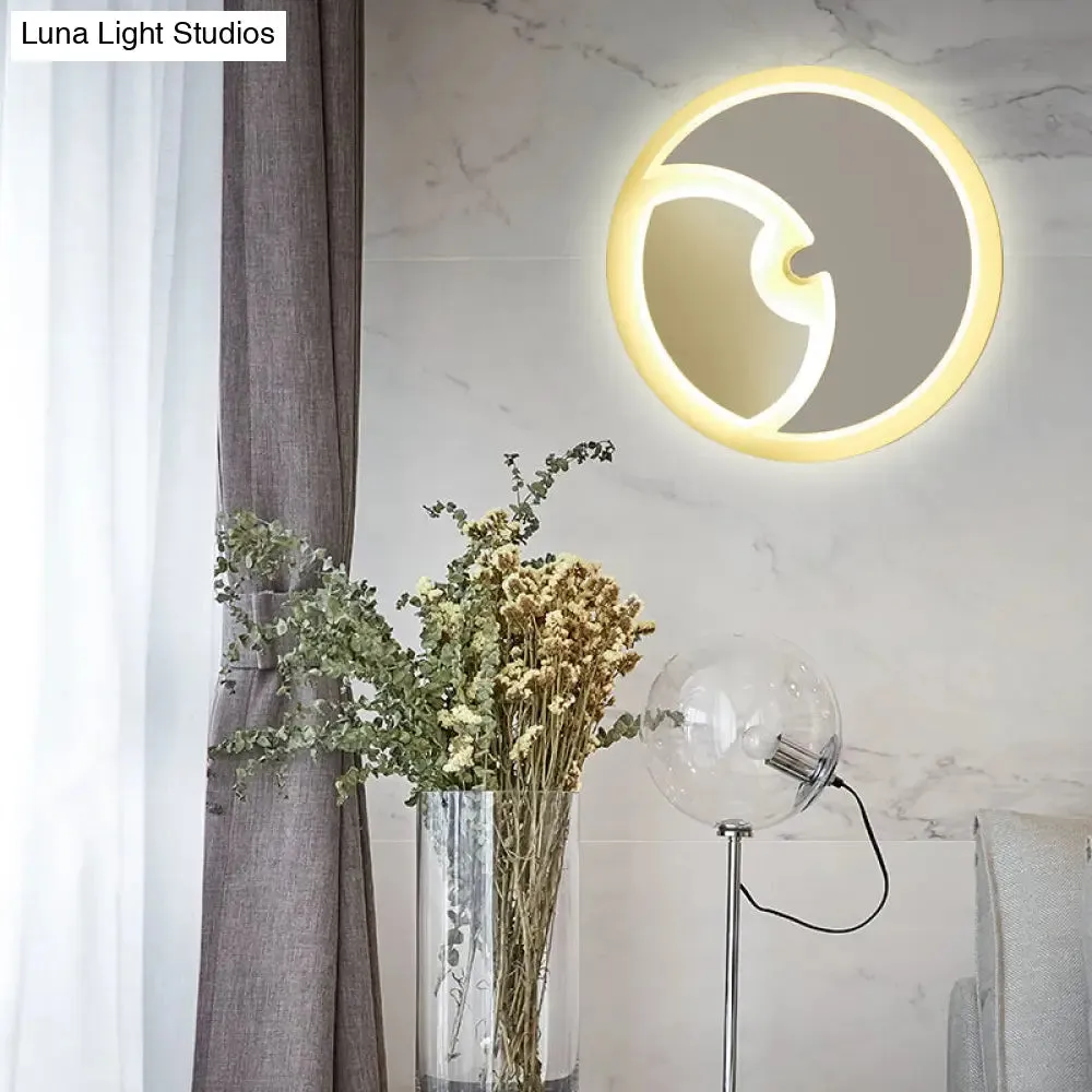 Modern LED Wall Sconce: Round Wall Light for Kids Bedroom with Crescent Acrylic