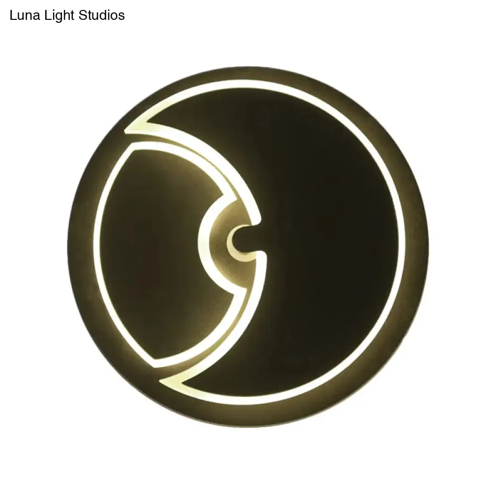 Modern LED Wall Sconce: Round Wall Light for Kids Bedroom with Crescent Acrylic