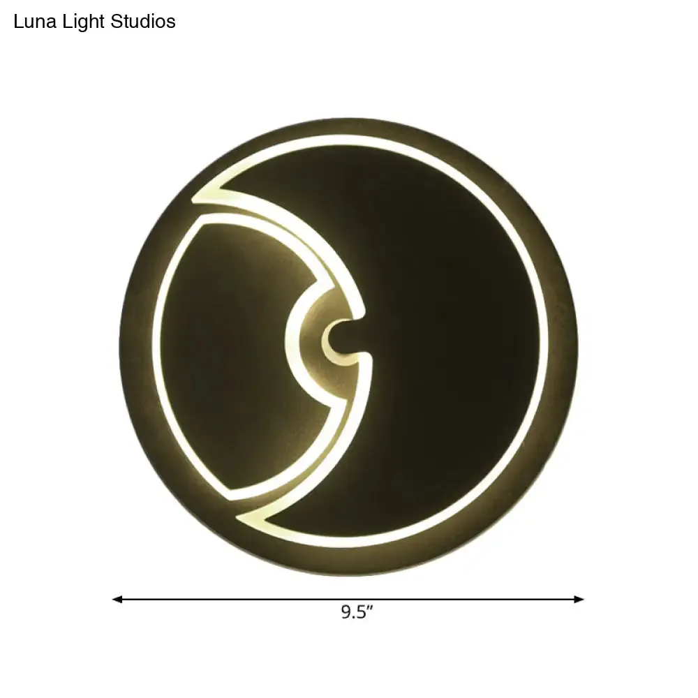 Modern LED Wall Sconce: Round Wall Light for Kids Bedroom with Crescent Acrylic