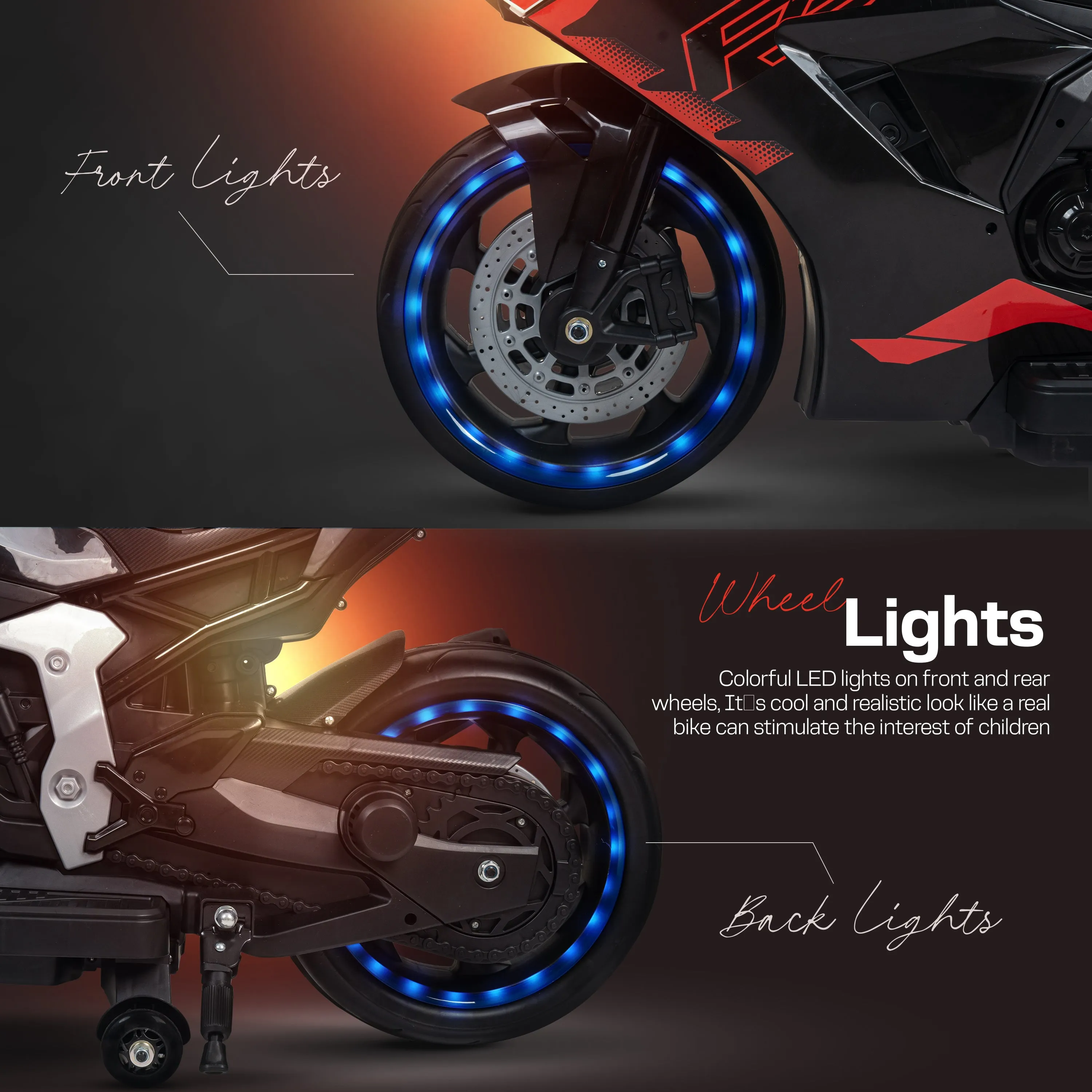 Moto Battery Operated Bike for Kids with LED Light, Bluetooth & Music