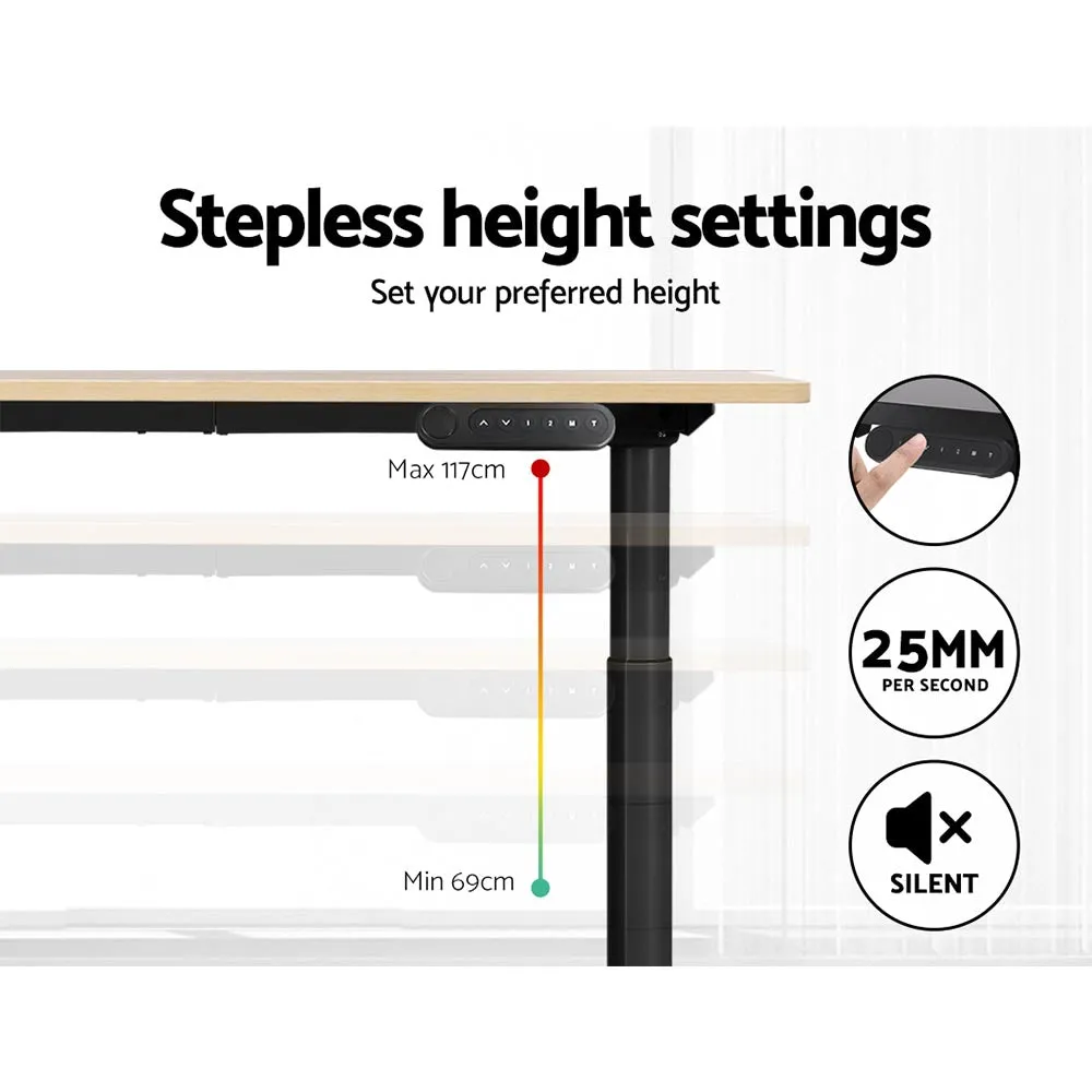 Motorised Dual Motor Electric Standing Desk, 120cm White Oak - Artiss