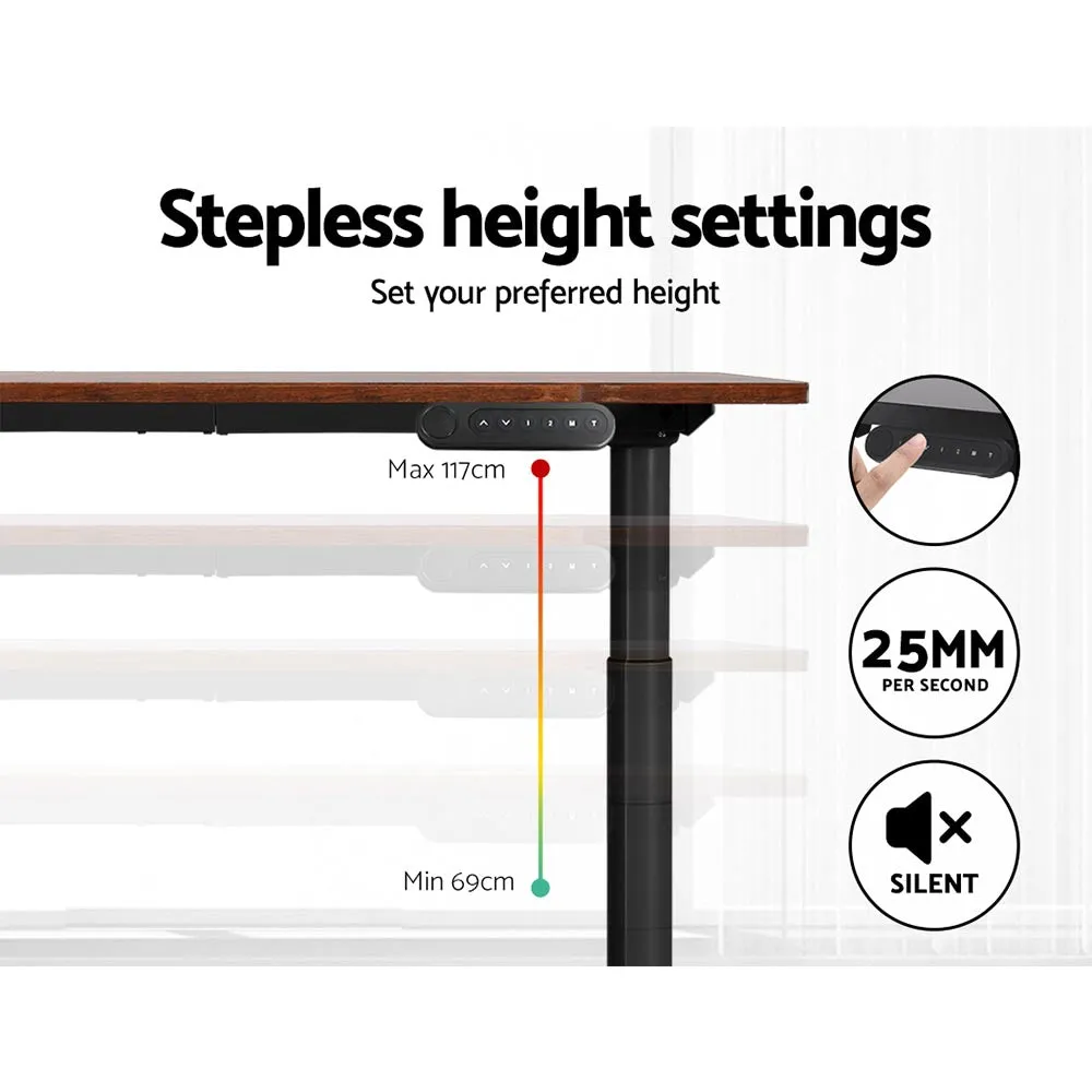 Motorised Height-Adjustable Standing Desk 140CM Brown Artiss