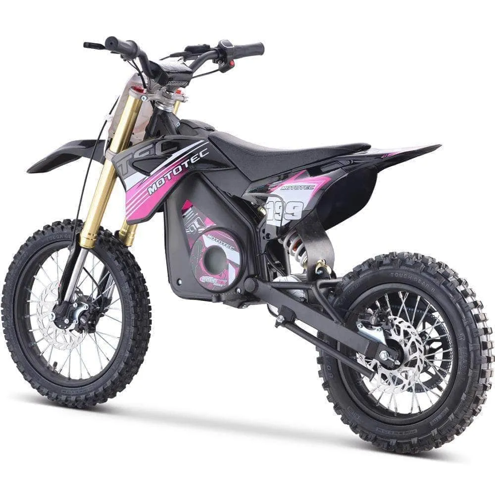 MotoTec 48V Pro Electric Dirt Bike 1800w Lithium, 13Ah, brushless, front and rear suspension