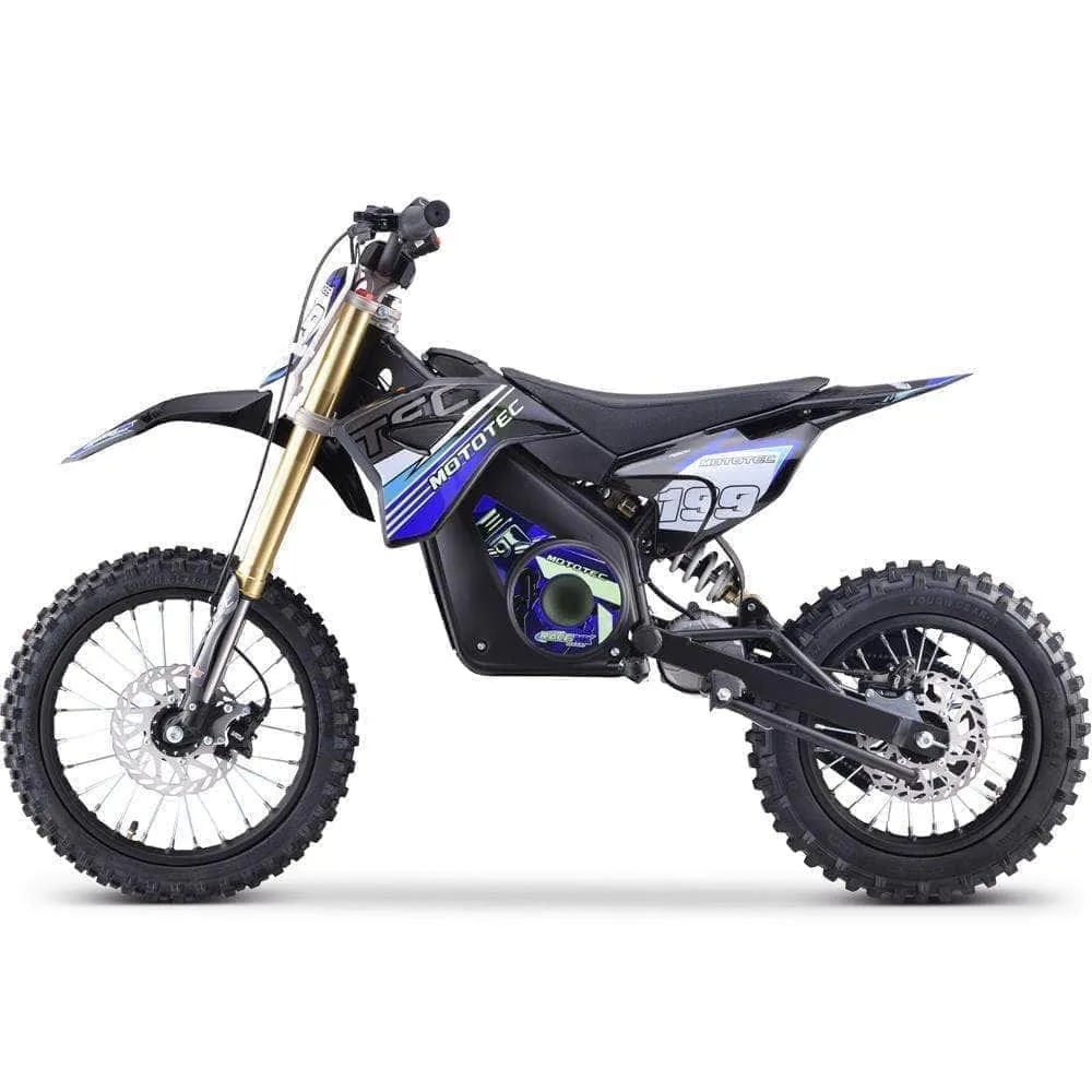 MotoTec 48V Pro Electric Dirt Bike 1800w Lithium, 13Ah, brushless, front and rear suspension