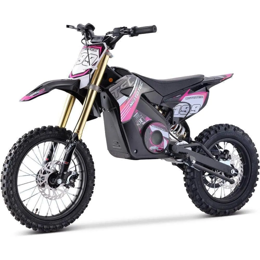 MotoTec 48V Pro Electric Dirt Bike 1800w Lithium, 13Ah, brushless, front and rear suspension