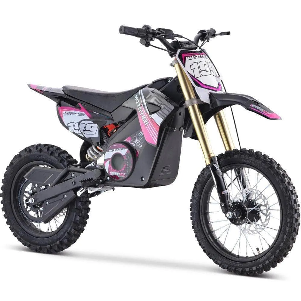 MotoTec 48V Pro Electric Dirt Bike 1800w Lithium, 13Ah, brushless, front and rear suspension