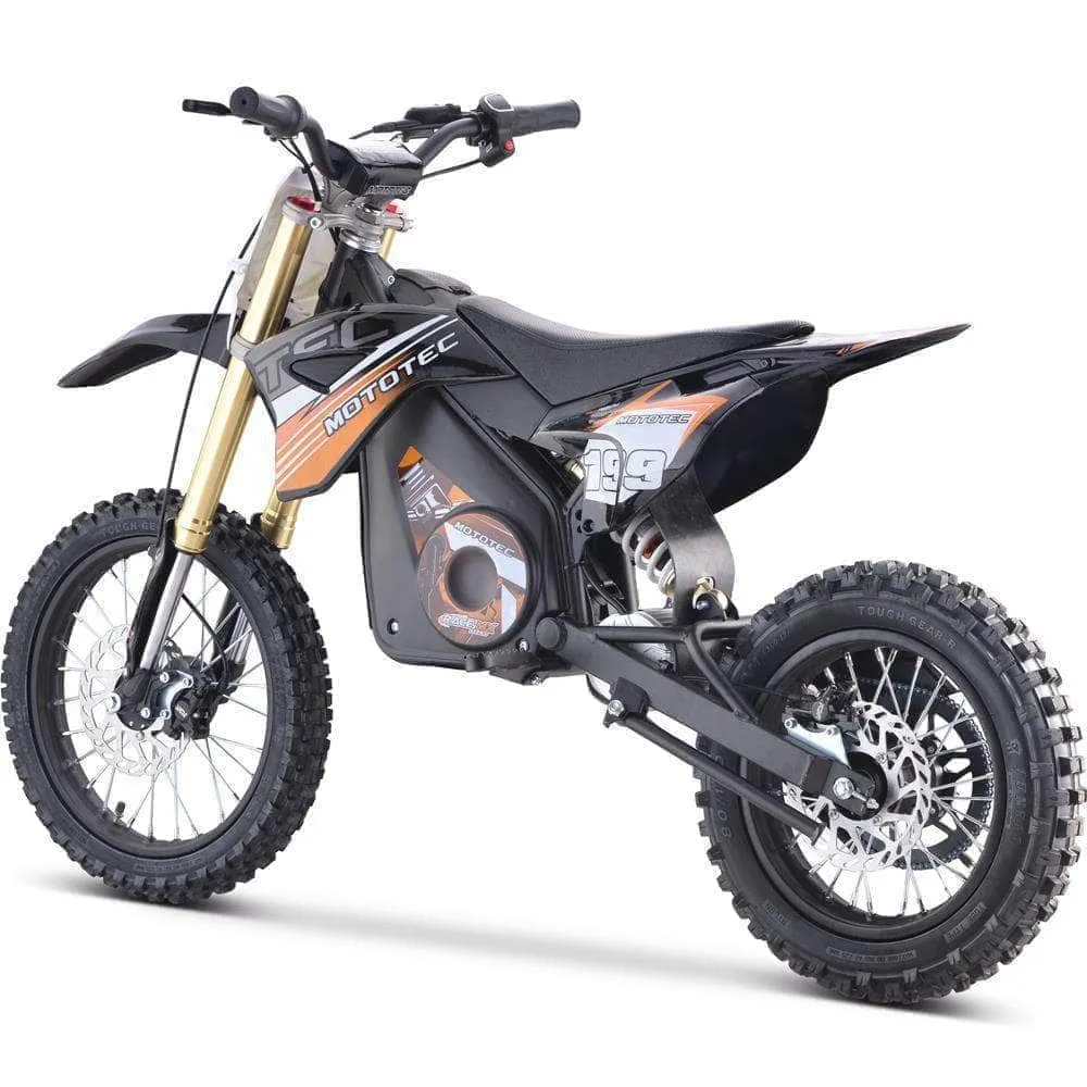 MotoTec 48V Pro Electric Dirt Bike 1800w Lithium, 13Ah, brushless, front and rear suspension